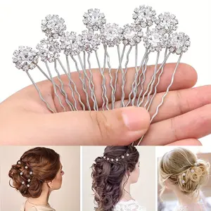 12PCS Crystal Bridal Hair Pins,Ladies Hairpin Set,Clips Wedding Hair Accessories Hair Set,Jewelry with Rhinestone for Brides and Bridesmaids