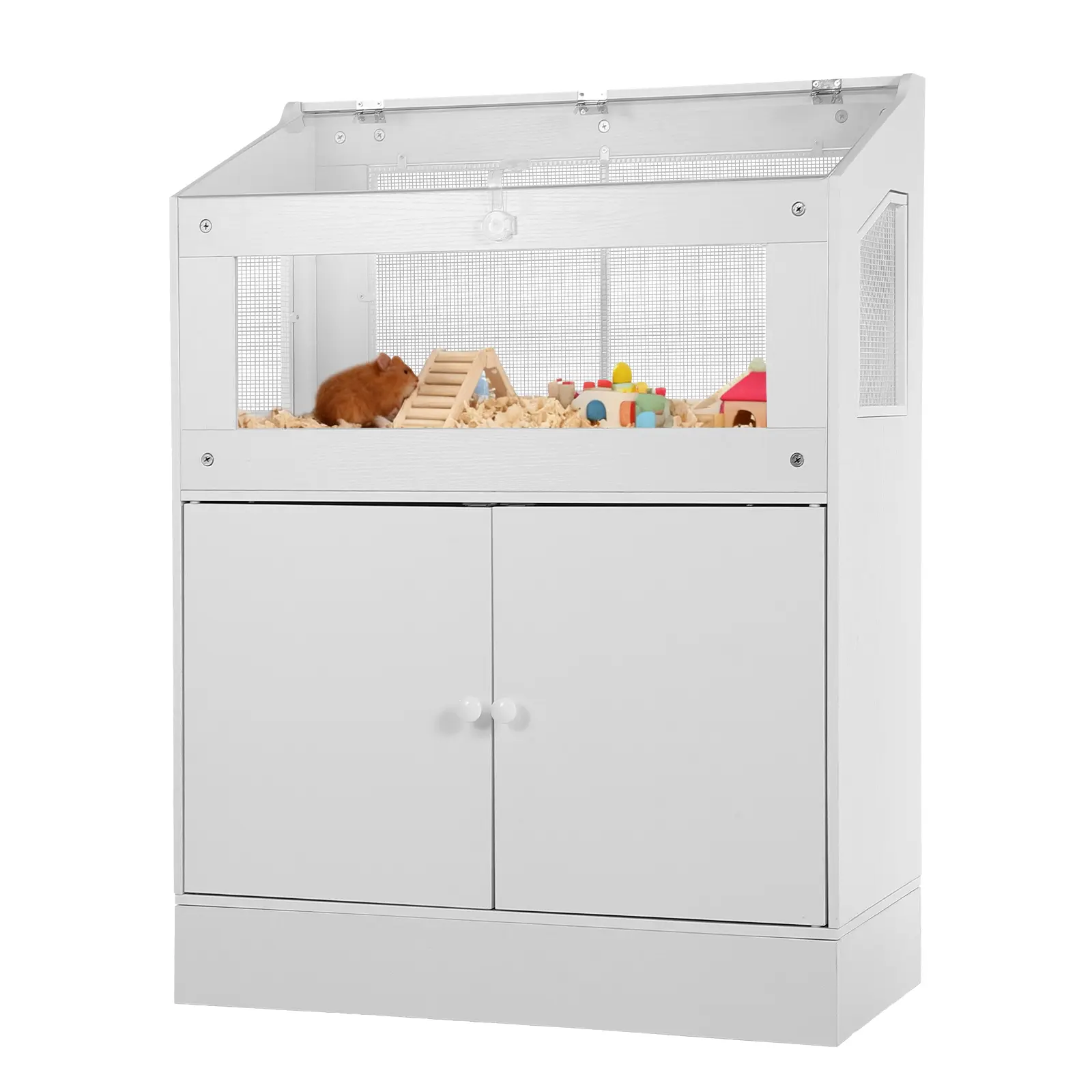 Spacious Acrylic Small Animal Cage with Storage Cabinet – Ventilated Habitat for Hamsters, Guinea Pigs, Rats, Hedgehogs, Gerbils – Easy-View Panels, Large Pet Enclosure | Specs: 512003