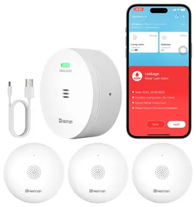 Heiman Water Leak Detector for Home, Water Sensor Alarm Leak Detector, Battery Operated Flood Smart WiFi Water Sensor for Basement/Sump Pump, Real-Time App Alert and Sound Alarm, 3-Pack with Gateway