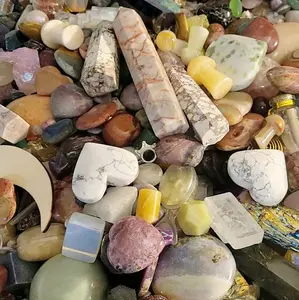Crystal Confetti Scoop - Mix of Towers, Spheres, Carving, Palmstone Heart Worry Stone Tumbles and Chips Home Ornament Decor