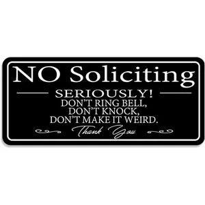 No Soliciting Sign for Home/Office, Modern Design 9x4 Inch  Sign, Self-Adhesive