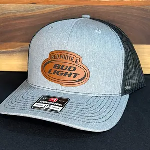 Red White Bud Light Leather Patch Hat