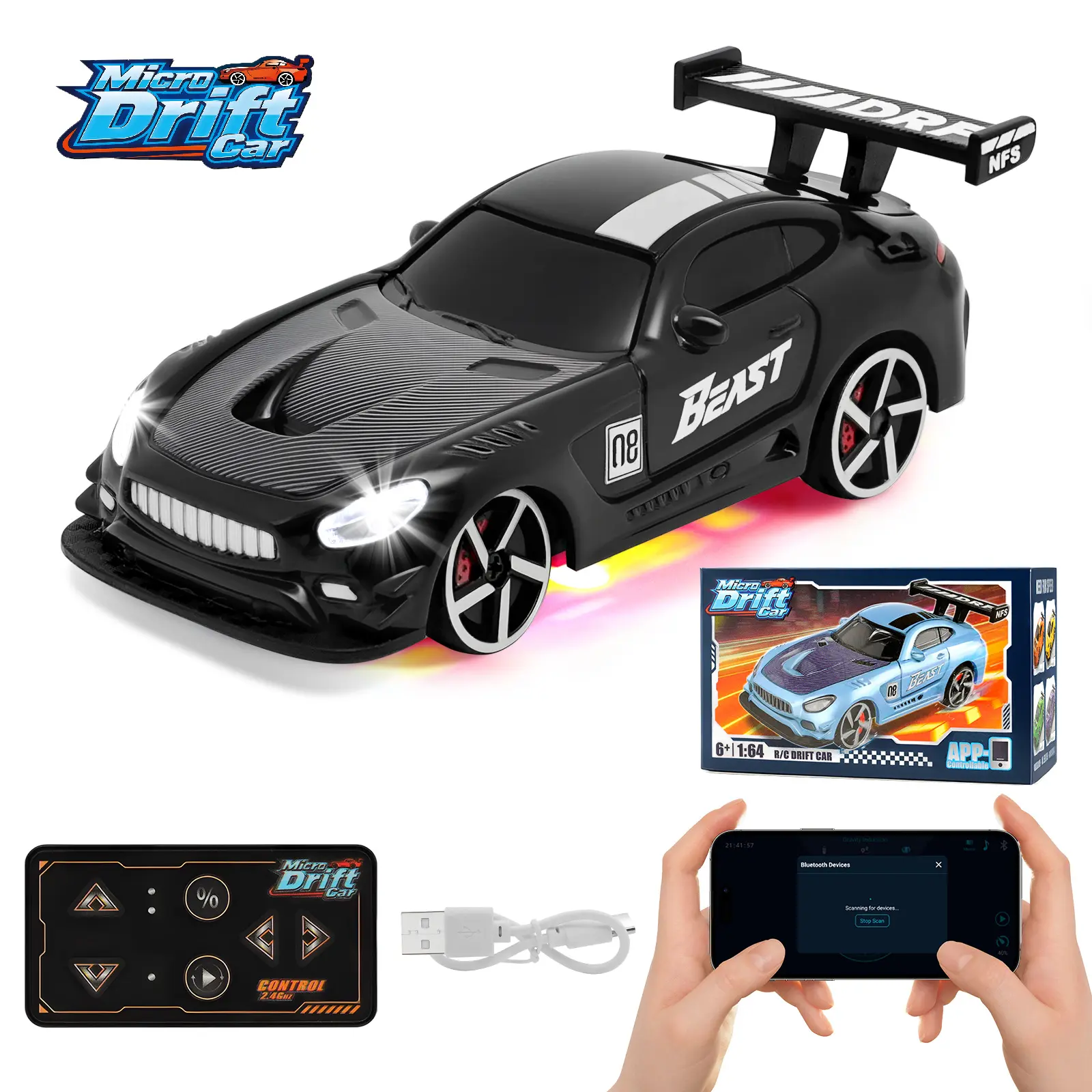 UDROLL Mini RC Drift Car Toy, Easy Control Racing Car for Kids & Beginners, Compact Portable Design, Fun Indoor Play Gift