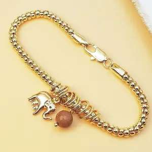 18k Gold Plated Little Elephant Beaded Bracelet Wave Bead Bracelet Friend's Birthday Gift