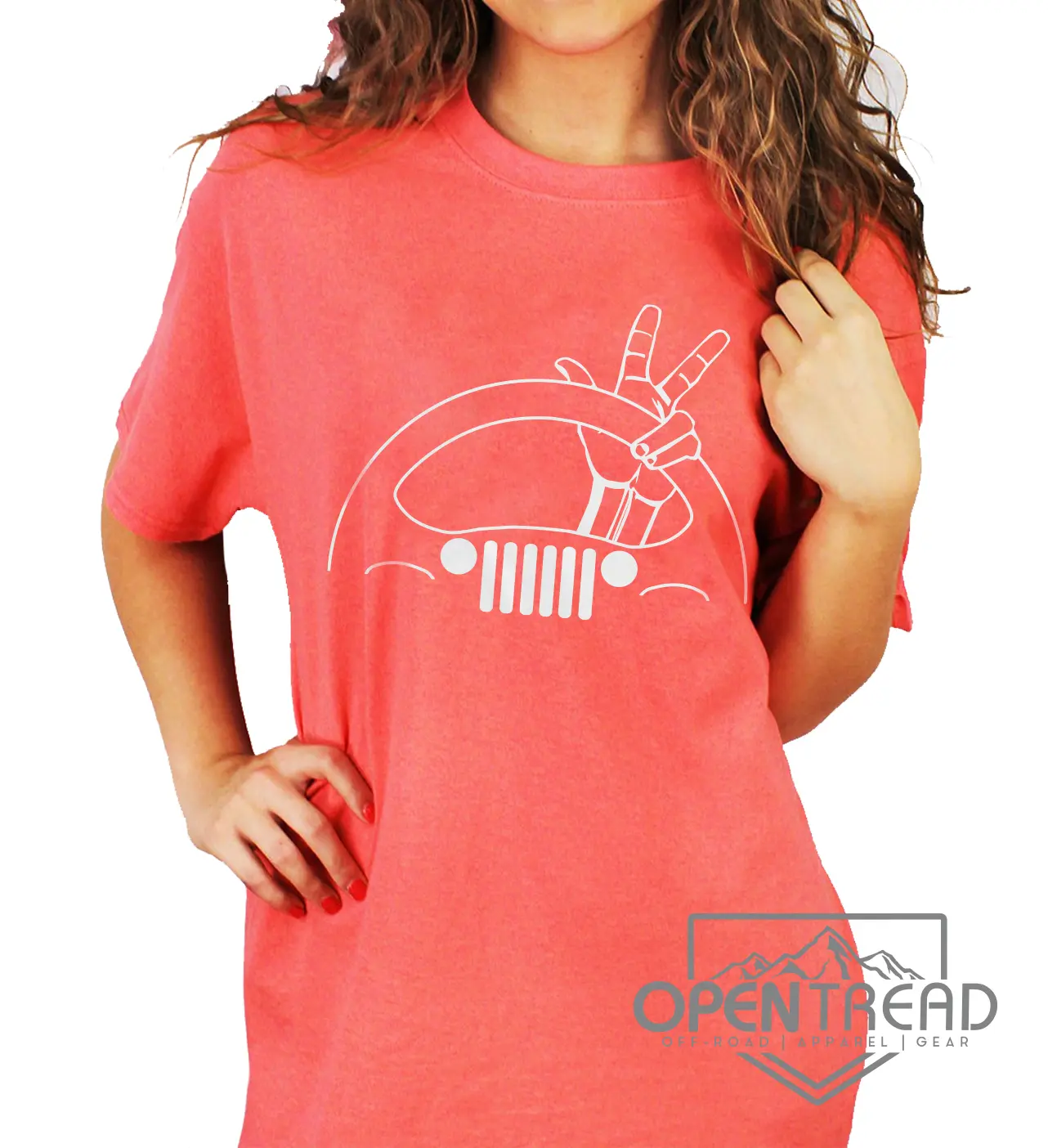 Jeep Wave T-Shirt - Casual Top - Unisex - Offroad - Coral