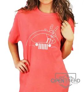 Jeep Wave T-Shirt - Casual Top - Unisex - Offroad - Coral