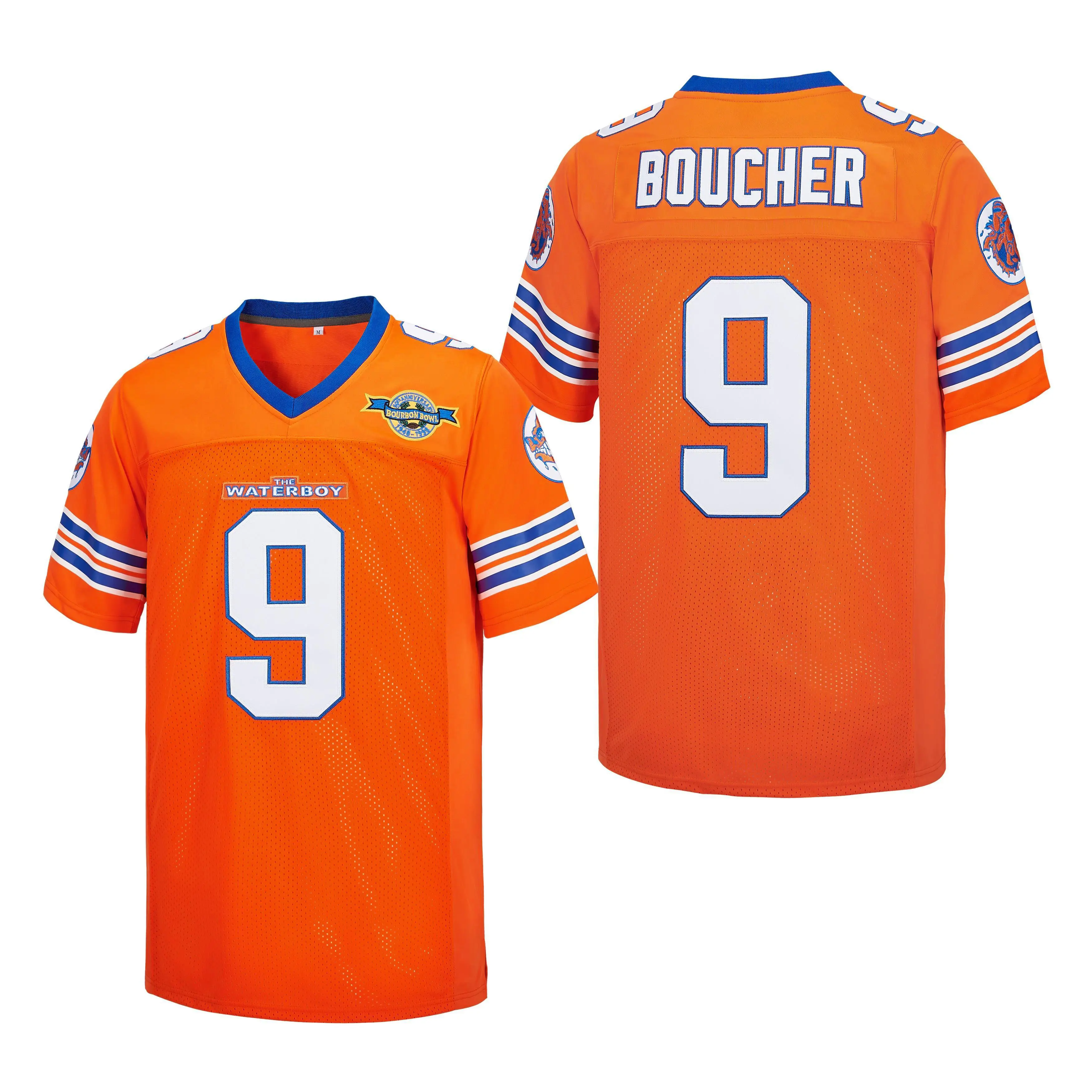 The Waterboy ‘Bobby Boucher’ #9 Football Jersey – 90s Mud Dogs Bourbon Bowl, Adam Sandler Movie 50th Anniversary Jersey, V-Neck Sports Jersey, Game Day