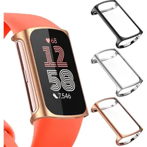 3-Pack Screen Protector Compatible with Fitbit Charge 6/5 (Not for Charge 4/3), TPU Rugged Bumper Case Cover All-Around Protective Plated Bumper Shell Accessories for Charge 6 5 Smartwatch