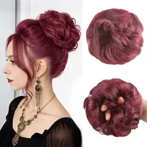 99J Messy Bun Hair Piece - Wavy Synthetic Chignon Scrunchies Elastic Ponytail Hair Extensions curly Thick Hairpieces for Women Daily Use