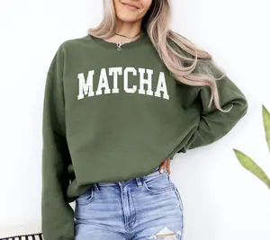 Matcha Sweatshirt Collegiate Crewneck Sweater Unisex, Matcha Latte Club Iced Coffee Sweatshirt