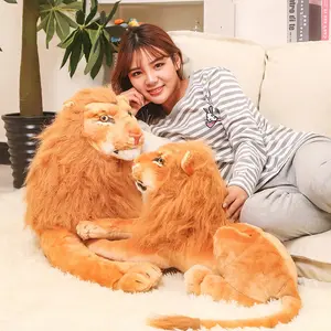 Simulated Lion Plush Toy Grabbing Machine Doll, Birthday Gift Forest Animal Large Stuffed Figure, Cross-Border Realistic Lion Toy, Cuddly Stuffed Animal