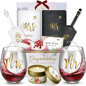 Unisex Wedding & Engagement Gift Set - Valentine's Day Bride & Groom Box, Newlywed Mr & Mrs Honeymoon Travel Essential, Anniversary Girlfriend Present