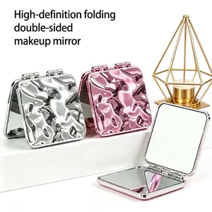 Portable Folding Makeup Mirror, Silver Color Dual-Sided Handheld Pocket Mirror, Ideal for Travel, Gifts, Home Decor, Wedding, Party