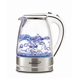 Brentwood KT1900W 1.7L Tempered Glass Tea Kettle- White