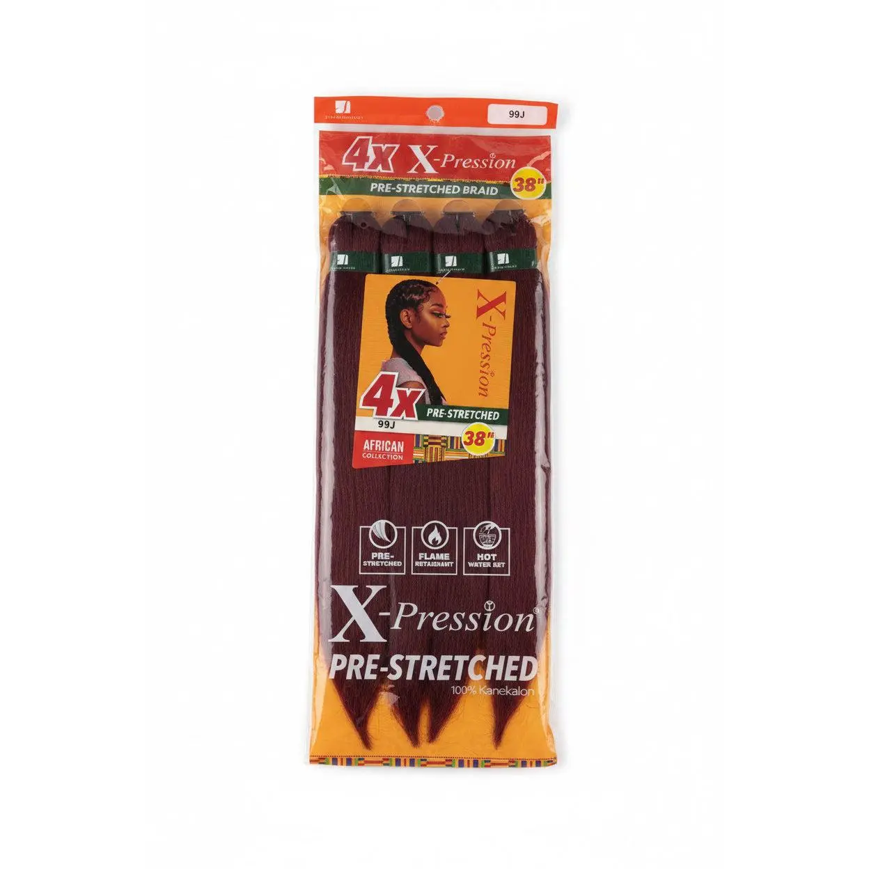 4X X-Pression Pre-stretched braiding hair -color 99J- 38”