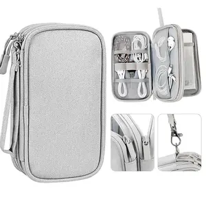 Digital storage bag Portable Multi-grids, multifunctional data cable charging power cable, phone, headphones, digital products, electronic classification Home Office Travel Vacation, Versatile Travel Accessory Waterproof Double Layers Organizer bags