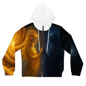 HONSON VENTURES Limited Full-Zip Hoodie Twin Sister Goddesses Aratheia and Nytheris Soft Polyester Gold Zipper Adjustable Hood Front Pockets Casual Wear Gift