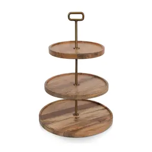 Toscana Tapas Mango Wood 3-Tiered Serving Tray