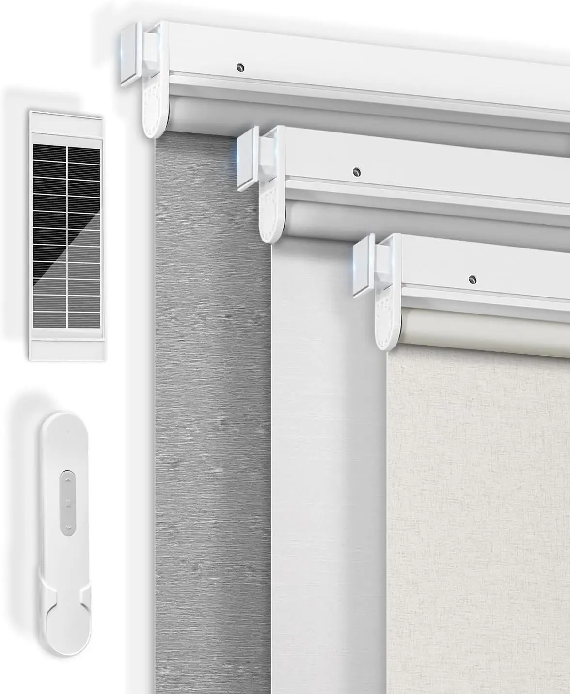 No-Drill Motorized Blinds with Remote, Blackout Roller Shades | Rechargeable Shades for Windows, Electric Automatic Wireless Cordless Blinds for Bedroom and Living room (White,34.25"W*72"H)