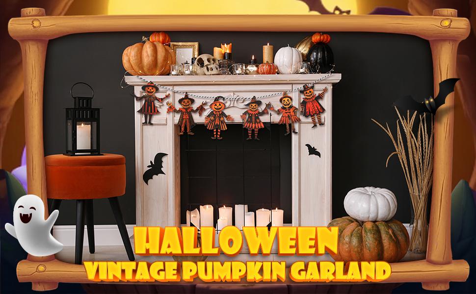 6PCS 5.9Inch Halloween Vintage Wooden Garland Set - Spooky Tall Pumpkin Hanging Decorations, Decorative Banner, Photo Backdrops for Halloween Party Wall Decor 6PCS 5.9Inch Halloween Vintage Wooden Garland Set - Spooky Tall Pumpkin Hanging Decorations, Decorative Banner, Photo Backdrops for Halloween Party Wall Decor