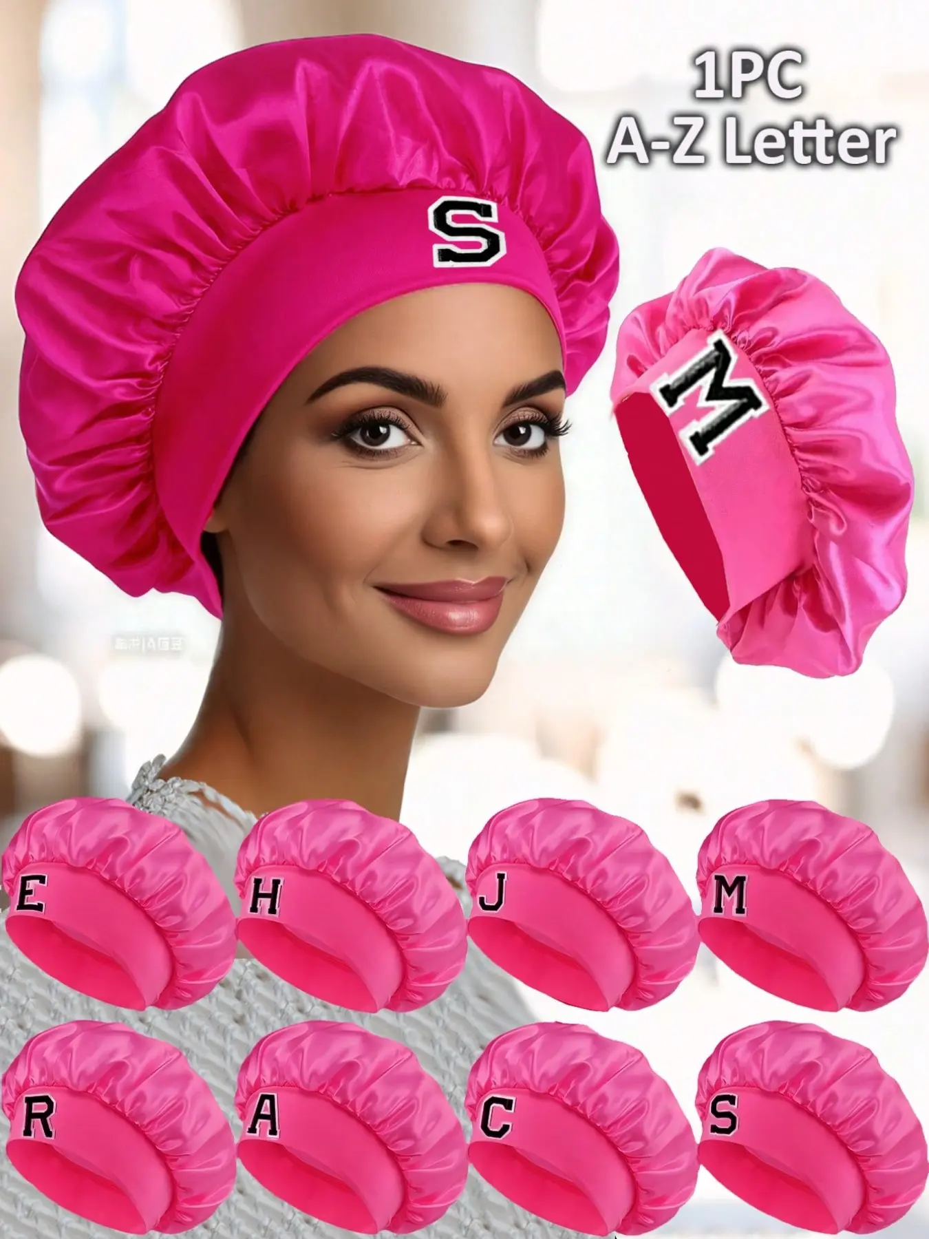 Women's Satin Letter Sleep Hat, Soft Adjustable Hair Care Cap, Hair Cap for Sleep, Sleeping Cap, Night Hair Protection, Casual Home Style, All Seasons, Sleep Bonnets