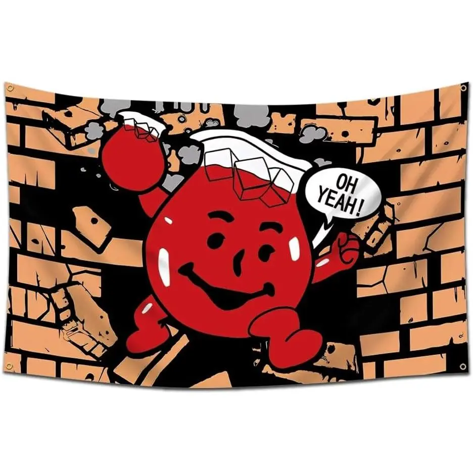 Kool Aid Man Meme Funny Flag 40x60 inch Cool Flags Banner For Man Cave Bedroom Frat College Dorm Room Decor Home Decoration Party Decorating