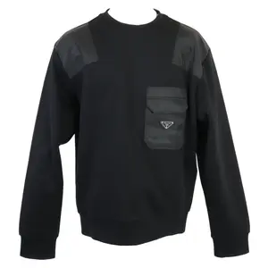 Pre-owned PRADA Cotton Small Leather Goods UJL35B Re Nylon Panel Sweatshirt