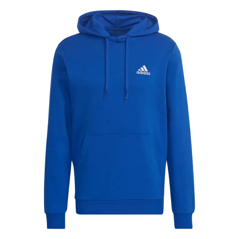 Adidas Men's Essentials Fleece Pullover Hoodie - Men's Tops with Drawstring, Casual Long-Sleeve Cotton-Polyester Sweatshirt, Kangaroo Pocket, Sweatshirts, Regular Fit, Ribbed, Everyday Wear, Cotton Blend