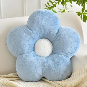 Soft Flower Shaped Decorative Throw Pillow 15 Inches Grey Blue for Couch Chair Bed Bedroom Living Room Floor Home Decor