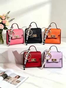 Mini Square Bag Pendant Keychain - HighQuality Leather with Colorful Strap, CuteCar Keychain & Bag