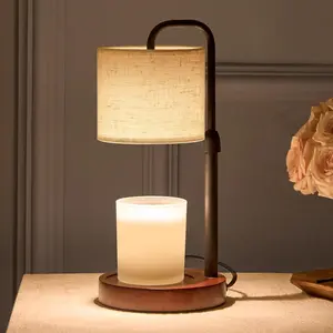 Candle Warmer Lamp with Timer, Dimmable Wax Warmer Candle Lamp for Jar Candle with 2 Bulbs, Christmas Birthday Gifts for Women Mom,  Decor for Room, Bedroom, Kitchen-Linen Fabric