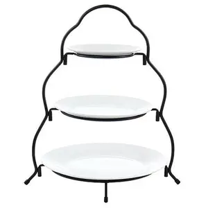 Elama 3-Tier Round Plate Porcelain Serveware Set
