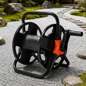 1 Pc Heavy Duty Hose Reel, Freestanding Large Capacity Manual Water Hose Storage Rack, Black & Orange Color, Rustproof & Sturdy, Ideal for Lawn, Patio & Car Wash High Pressure Hose Organization, Easy to Roll Up & Anti-Tangle, Great Helper for Outdoor Clea