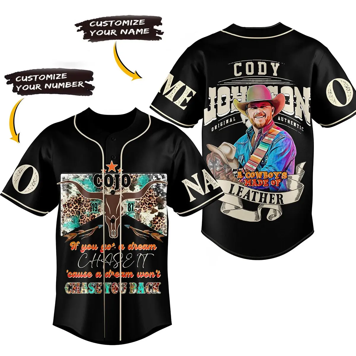 Cody Johnson Made Of Leather Personalized Baseball Jersey Shirt LN