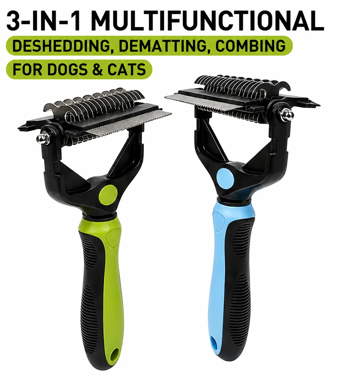 Professional Pet Double-Sided Metal Deshedding Brush - 1-Size Integrated Comb Shedding Tool, Removal Brush for Dogs & Cats, Loose Fur Control, Dematting & Beauty/Hair Care in Regular Grooming Sessions