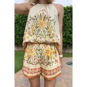 Over the Border Tropical Print Shorts