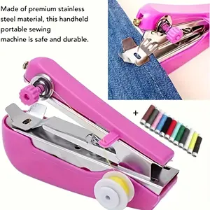 1 Set Mini Portable Handheld Sewing Machine, No Power Needed + 12pcs Polyester Thread - Dual-Purpose Quick Repair Tool for Travel and Home Use, Creative Sewing Accessories, Sewing Supplies Crafts, Perfect Mother's Day Gift
