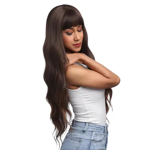 30-Inch Brown Golden Auburn Ombré Wavy Synthetic Wig | 【Heat Resistant】 【Cap Included】 | #41FSGA