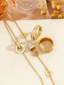 Classic Bracelet & Ring Jewelry Set, Fashionable Jewelry Set, Fashion Jewelry for Party, Daily Clothing Decor, Trendy All-match & Exquisite Jewelry for Birthday Gift