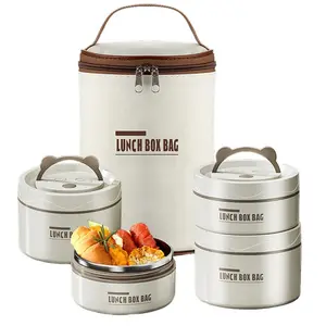 Portable Insulated Food Lunch Container Set (3/4 Counts) - Stackable Bento Boxes with Insulated Bag for Travel & Outdoor Adventures