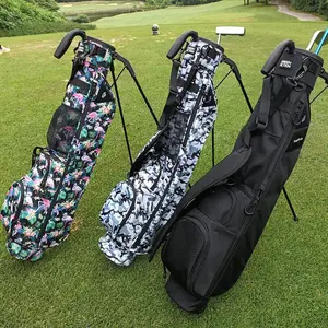 Lightweight Waterproof Sunday Golf Stand Bag with Strap, 2-Way Divider, Cooler Pocket, Adjustable Straps, Camouflage Print, Holds 5-6 Clubs, Golf Accessory for Driving Range & Par 3 Courses (White) fathersdaygiftideas