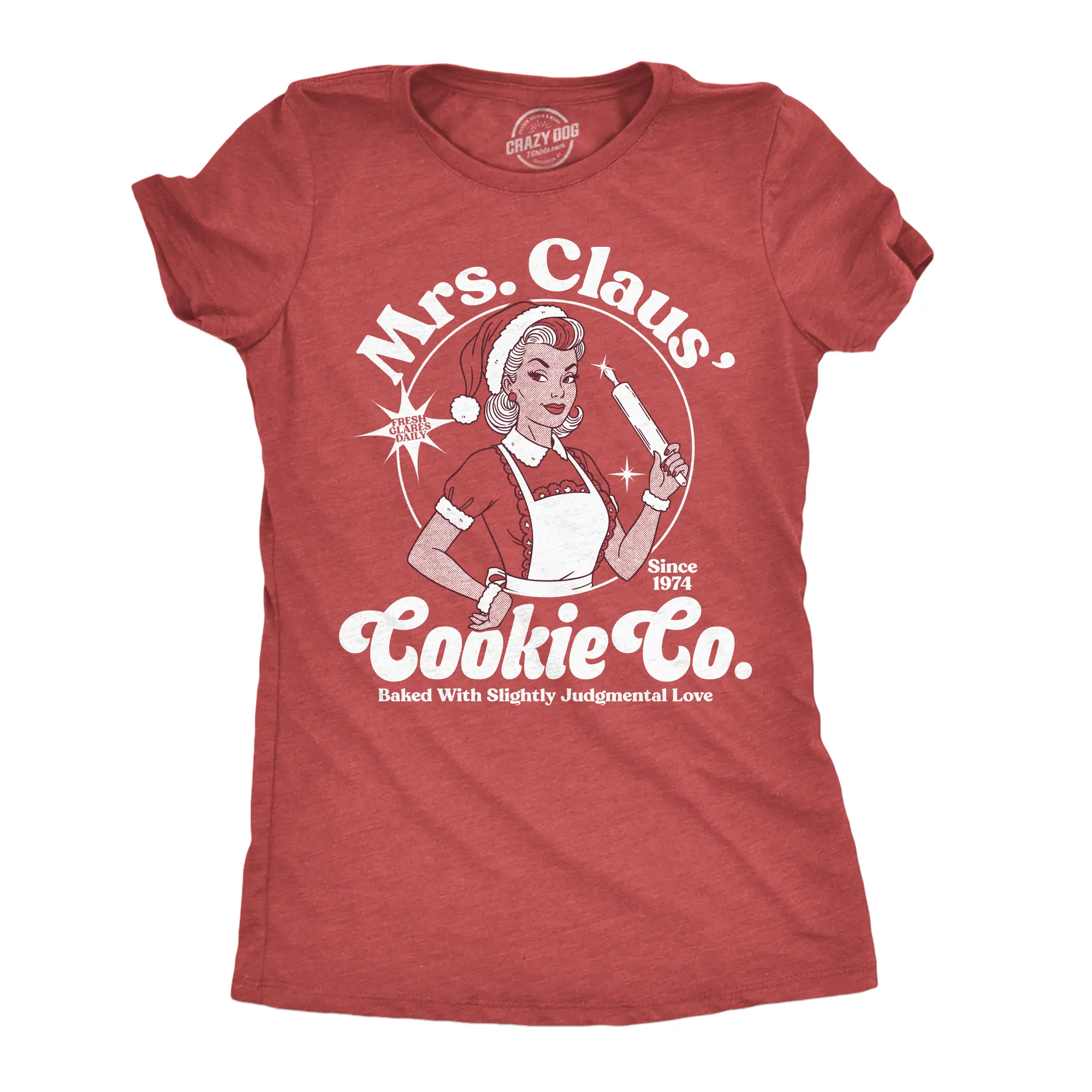 Womens Funny T Shirts Mrs Claus Cookie Co Sarcastic Christmas Graphic Novelty Tee For Ladies Funny Womens T Shirts Cute Vintage Fashion Casual Ladies T-Shirt Gift Christmas Tops for Women Women's Novelty Tees Red - Mrs