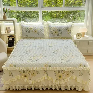 New Thickened Quilted Bed Skirt Set, Comfy Bedding Set, Elegant Lace Decor, Soft Breathable Fabric, Easy Care Machine Wash, Luxury Comfort Bedding