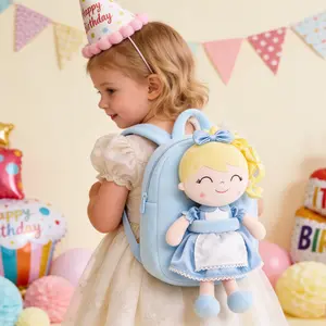 Gloveleya Princess Backpack for Toddler Girls 2-in-1 Plush Doll Bag Back to School 9 Inch Cute School Bag Birthday Gift for Kids 2-6 Years children birthday ideas