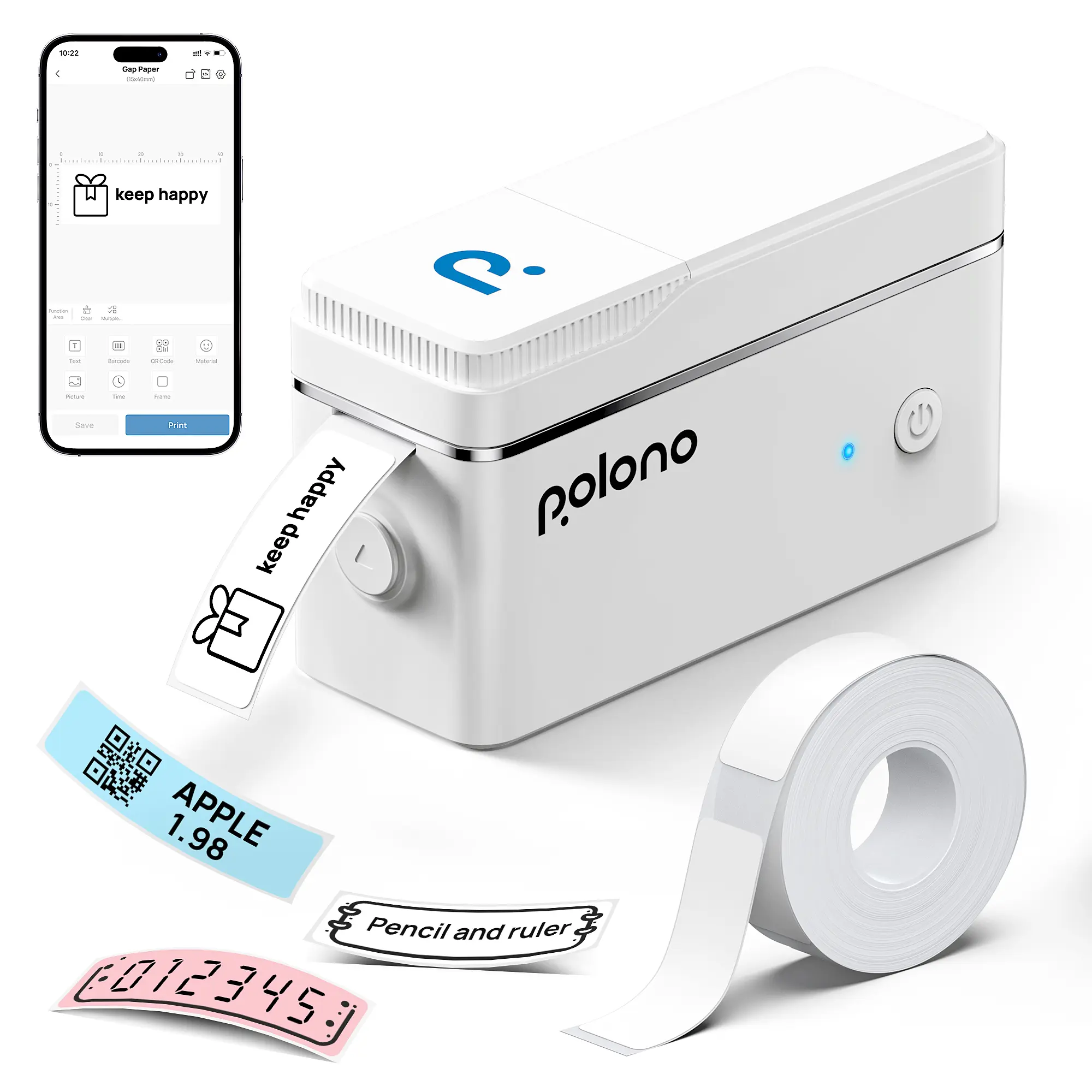 POLONO P31S Portable Bluetooth Label Printer With Tape, Wireless Thermal Sticker Label Ptinter, Portable Mini Printer for Home and Office School Use