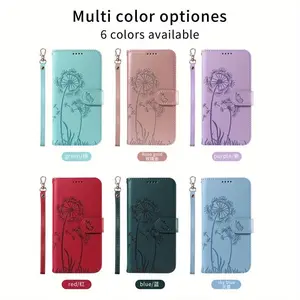 Honor Magnetic Flip Case, Dandelion PU Leather with Strap, Reverse Suction Stand, Drop Resistant, Compatible with Honor 70/80/90/100/200/300/Magic5/6/7