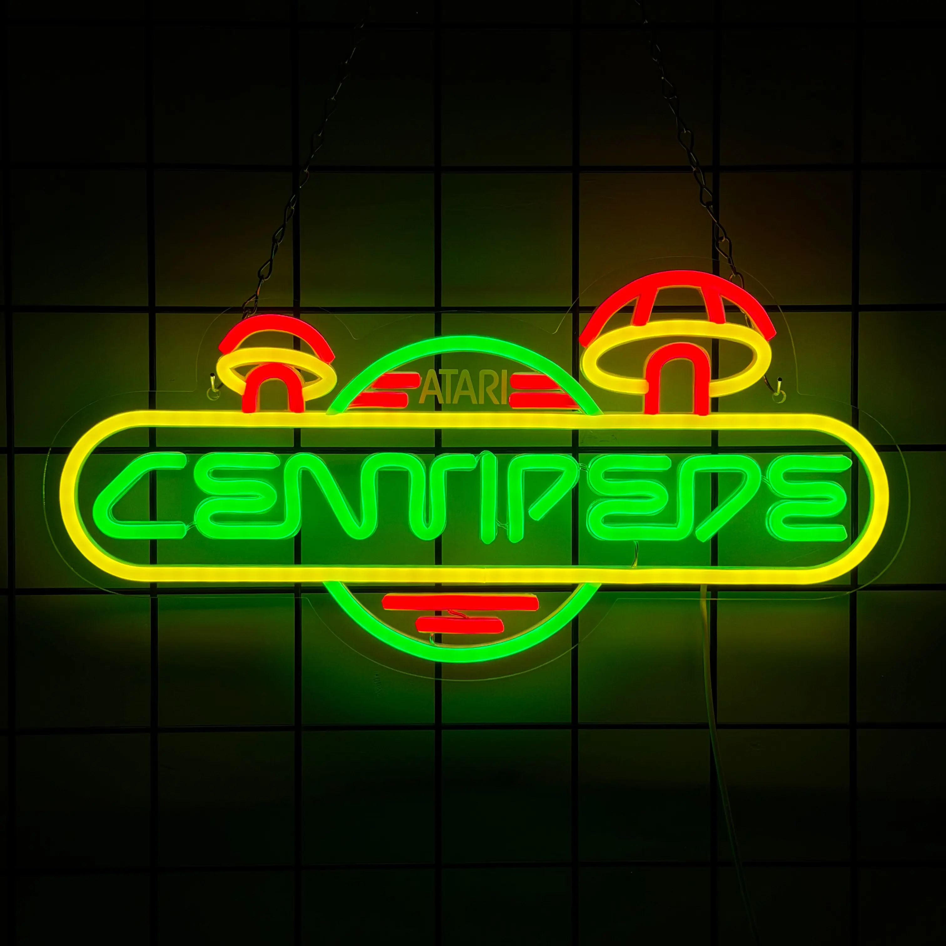 Atari Centipede Neon Sign, 16×7.9 Inch Retro Arcade Wall Light, LED Game Room Decor, Acrylic Panel USB Powered Light-Up Sign for Man Cave, Bar, or Gamer Room