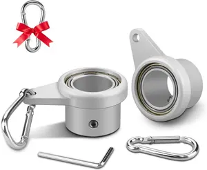 Flagpole Ring Set with Bearings, Aluminum Alloy Flag Pole Rings, 360°Rotating Flag Mounting Ring, Spinning Flag Pole Clips Kit with Carabiner for 0.75-1.0 Inch Diameter Flagpole|Silver-2 Pack Loretoy