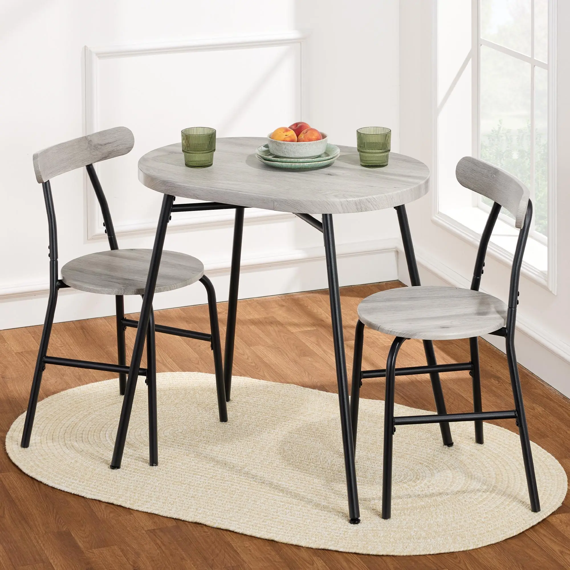 Best Choice Products 3-Piece Modern Oval Dining Table Set, Small Kitchen Dinette w/ 2 Chairs