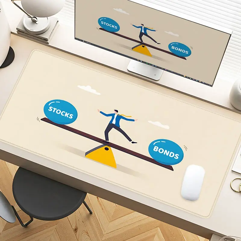 Balanced Stocks Bonds Desk Pad Gaming Mousepad XXL Mouse Pad For Laptop Desk Mouse Pad Extra Large With Non-Slip Rubber Base Stitched Edges Surface For PC Gamers Office Workers & Home Use Holiday Gift Idea